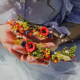 Folk Mommy and Me flower crowns Matching set of hair wreaths for mum and daughter Family photoshoot Flower girl wreath Bridal meadow wreath