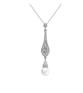 Geneva Vintage Inspired Pearl Pendant Necklace