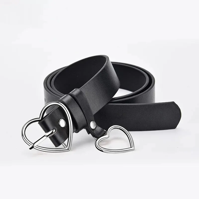 Genuine Leather Ladies High Quality Alloy Love Pin Buckle Retro Belt
