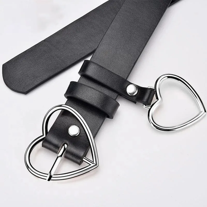 Genuine Leather Ladies High Quality Alloy Love Pin Buckle Retro Belt