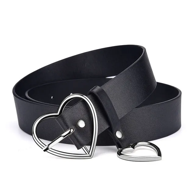 Genuine Leather Ladies High Quality Alloy Love Pin Buckle Retro Belt
