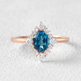Geometric London Blue Topaz Vintage Ring