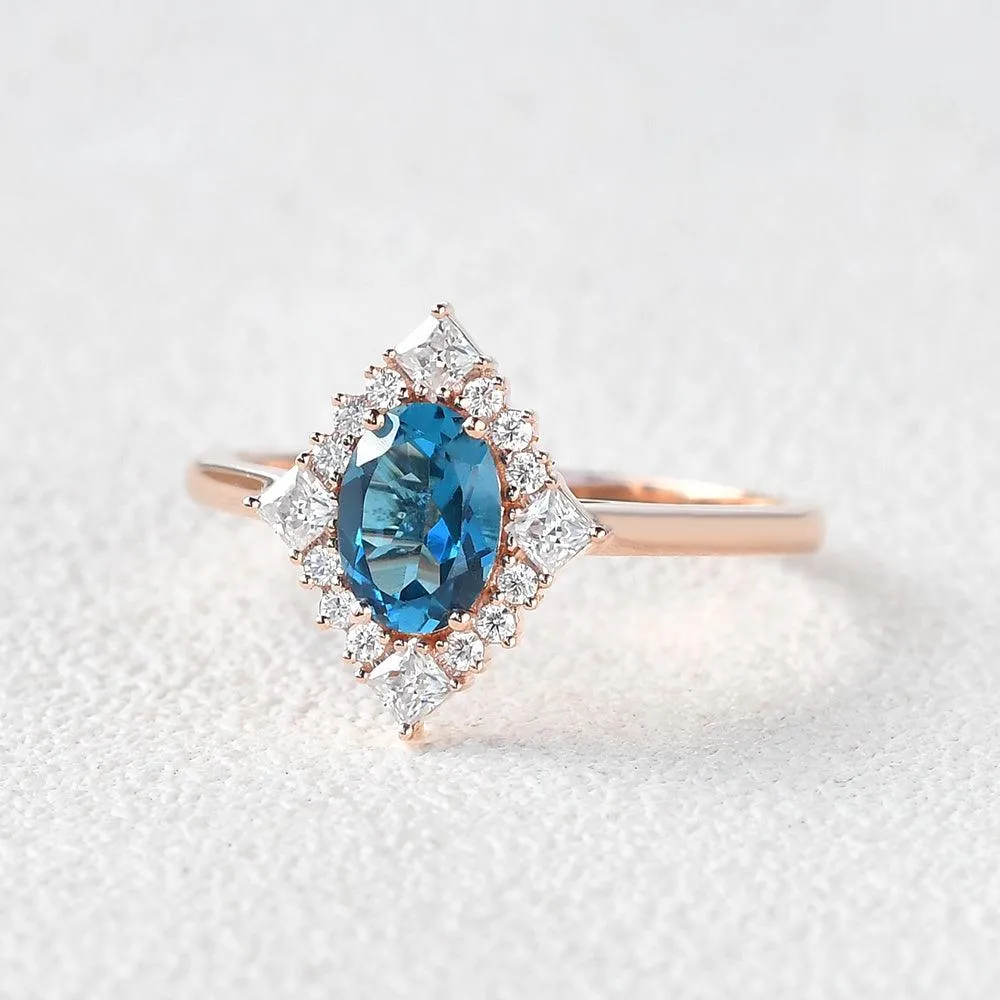 Geometric London Blue Topaz Vintage Ring