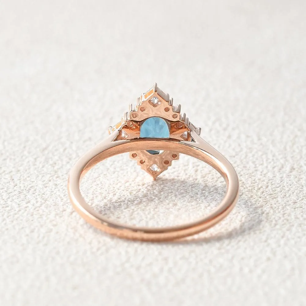 Geometric London Blue Topaz Vintage Ring