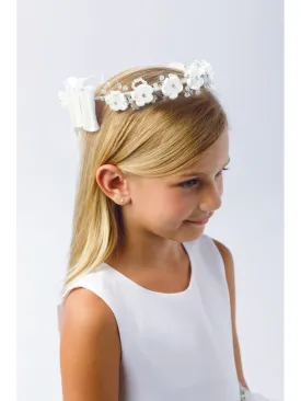 Girls Ivory Flower Rhinestone Pearl Embellished Stylish Special Occasion Crown