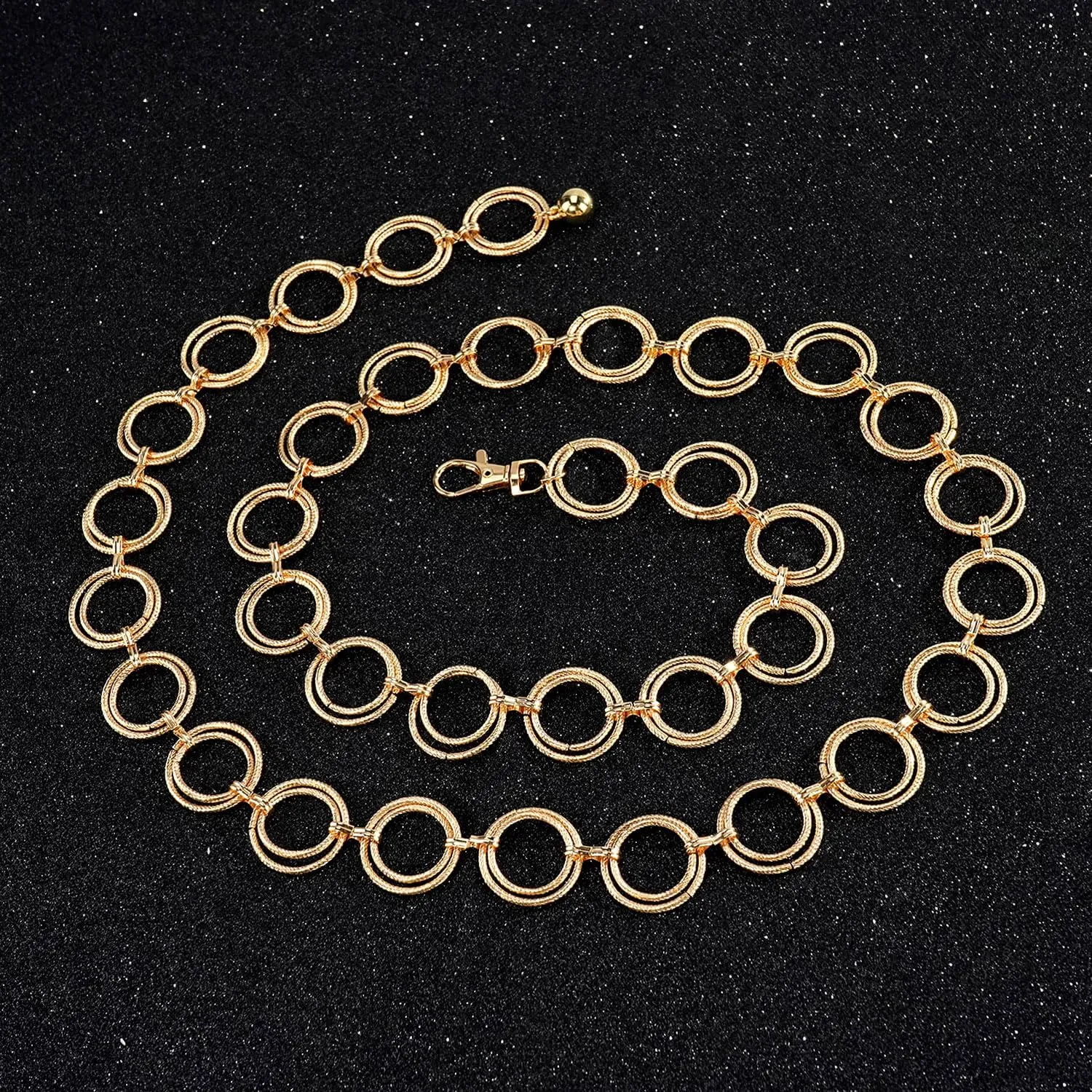 Glamorstar O-Ring Chain Belt Waist Chain Belts for Women Dresses