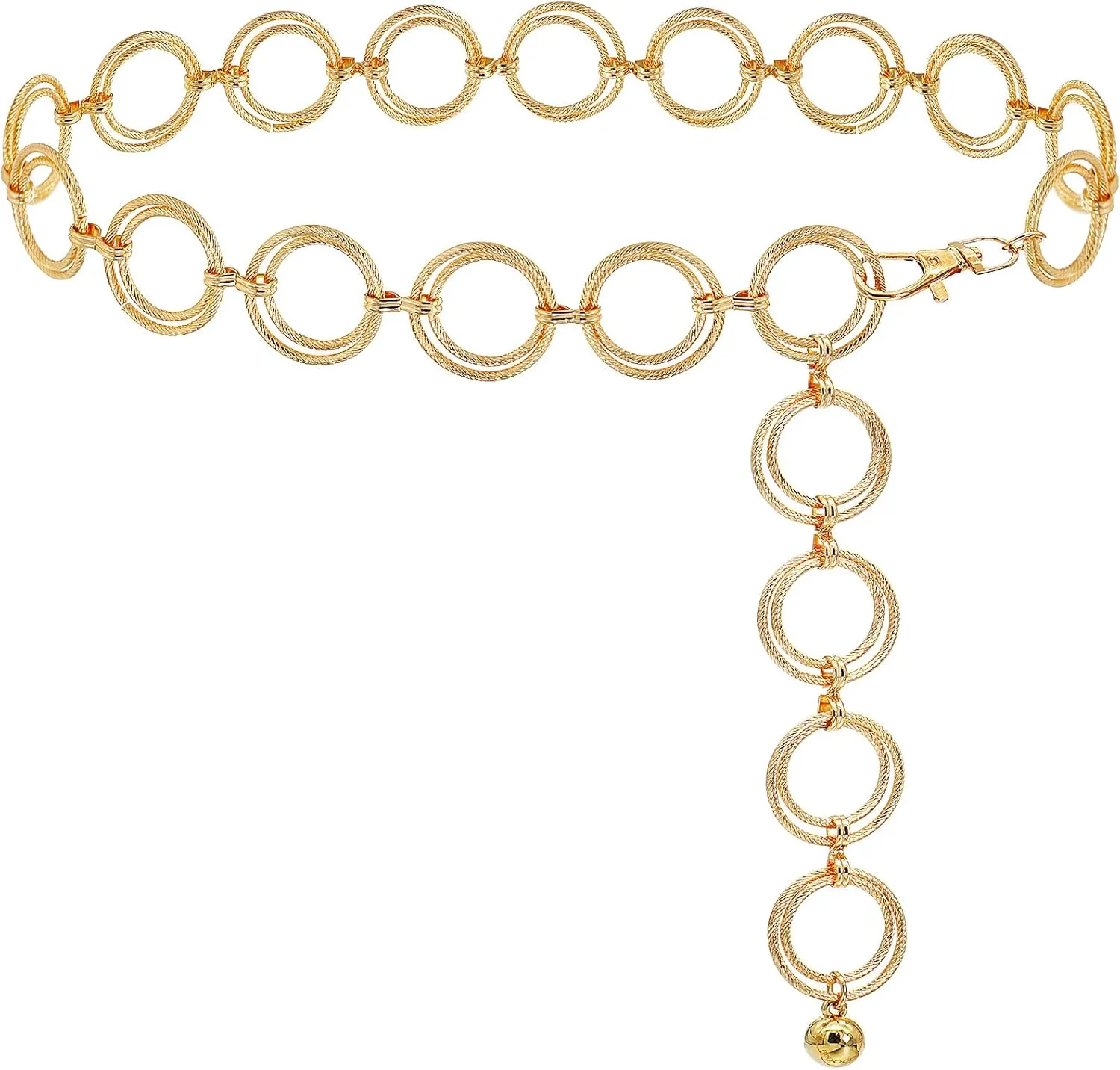 Glamorstar O-Ring Chain Belt Waist Chain Belts for Women Dresses