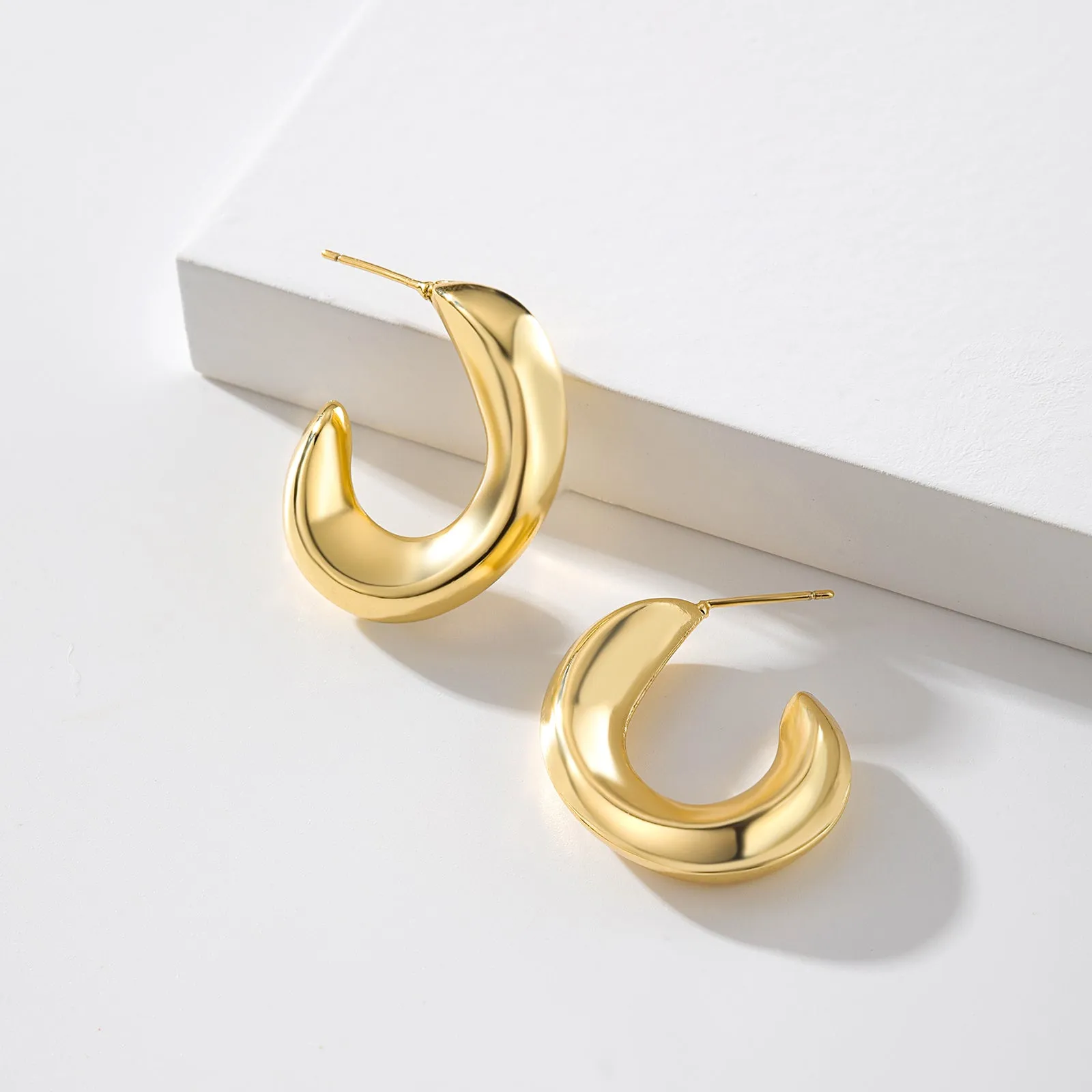 Gold Irregular Chunky Hoop Earrings