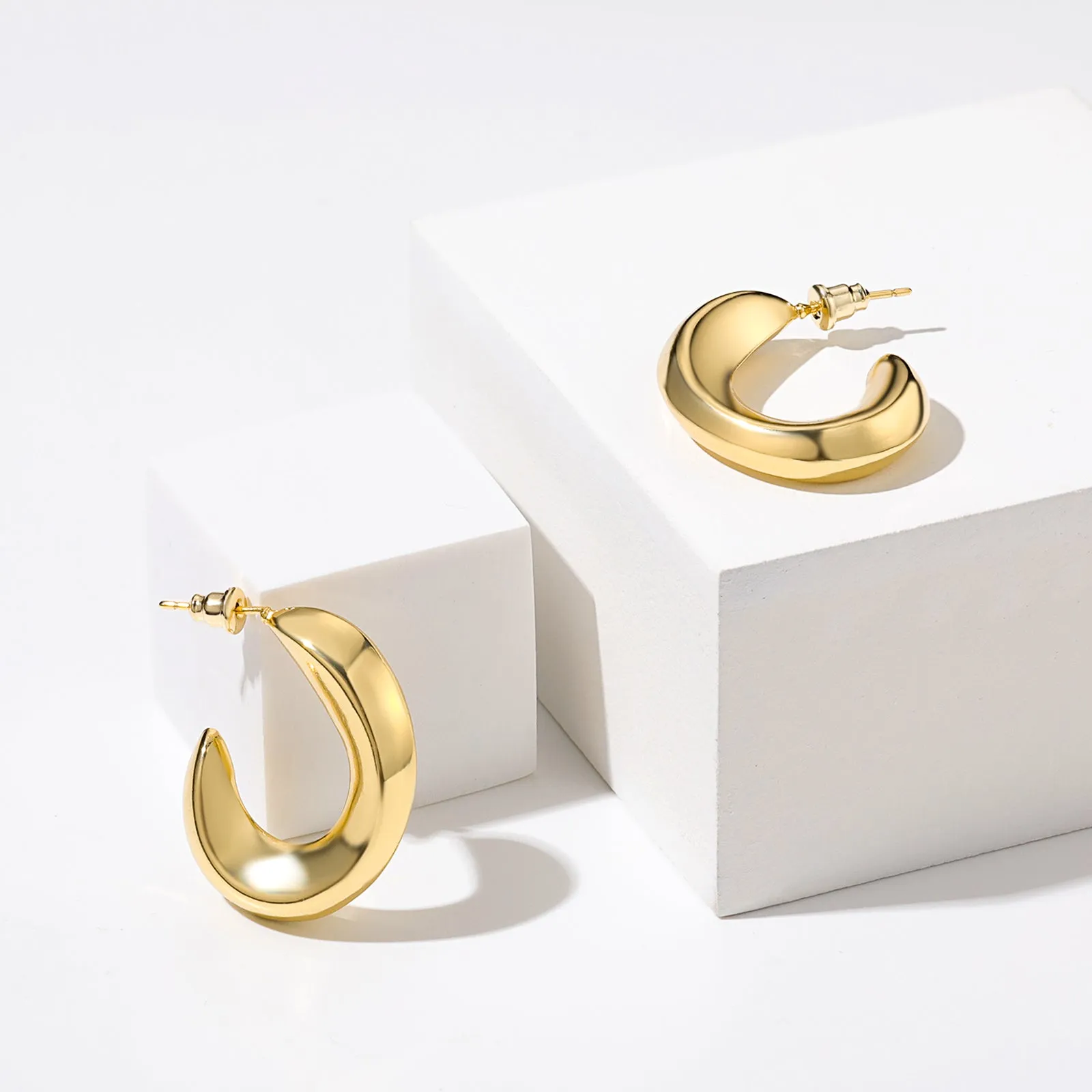 Gold Irregular Chunky Hoop Earrings