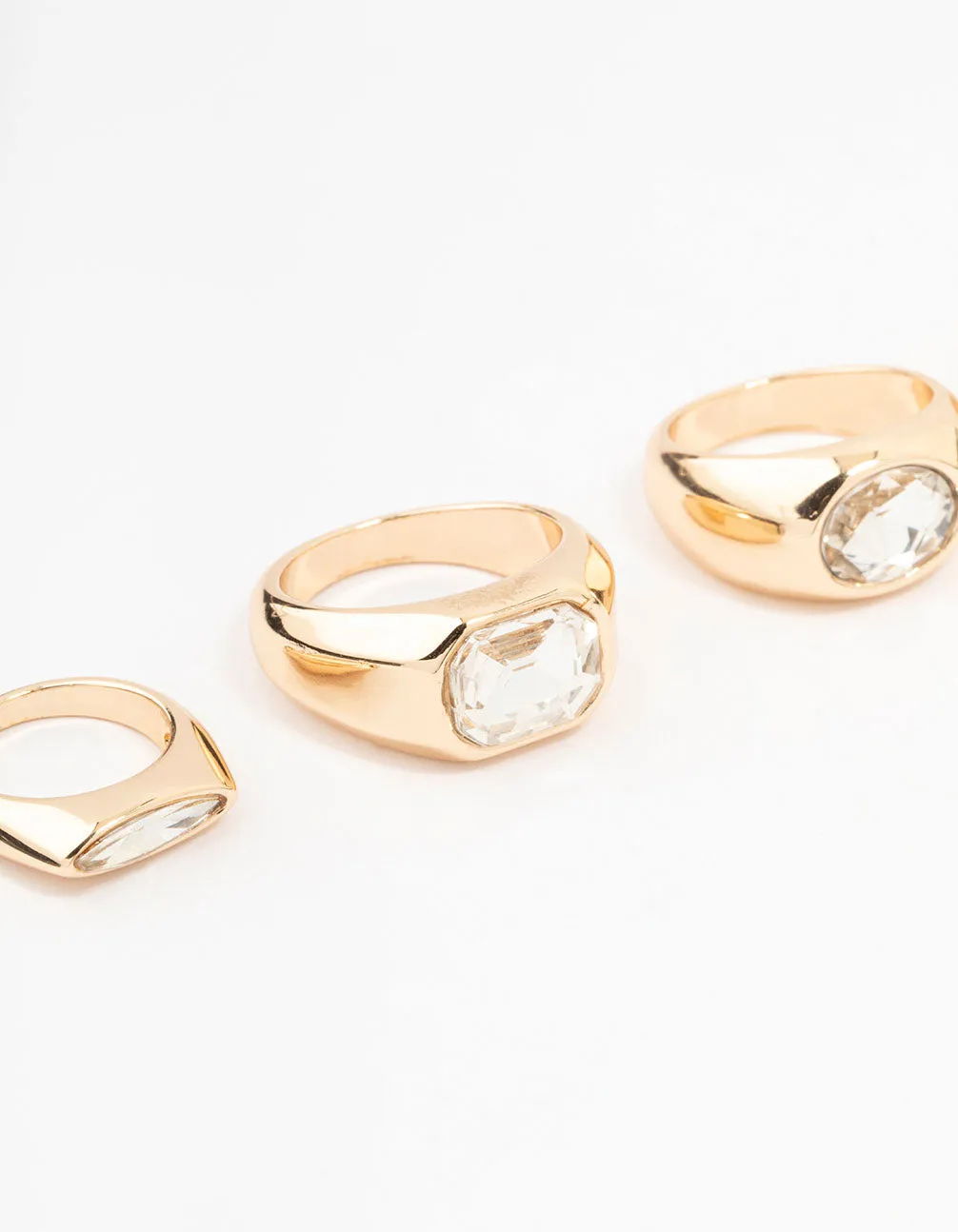 Gold Mixed Shaped Statement Rings 4-Pack