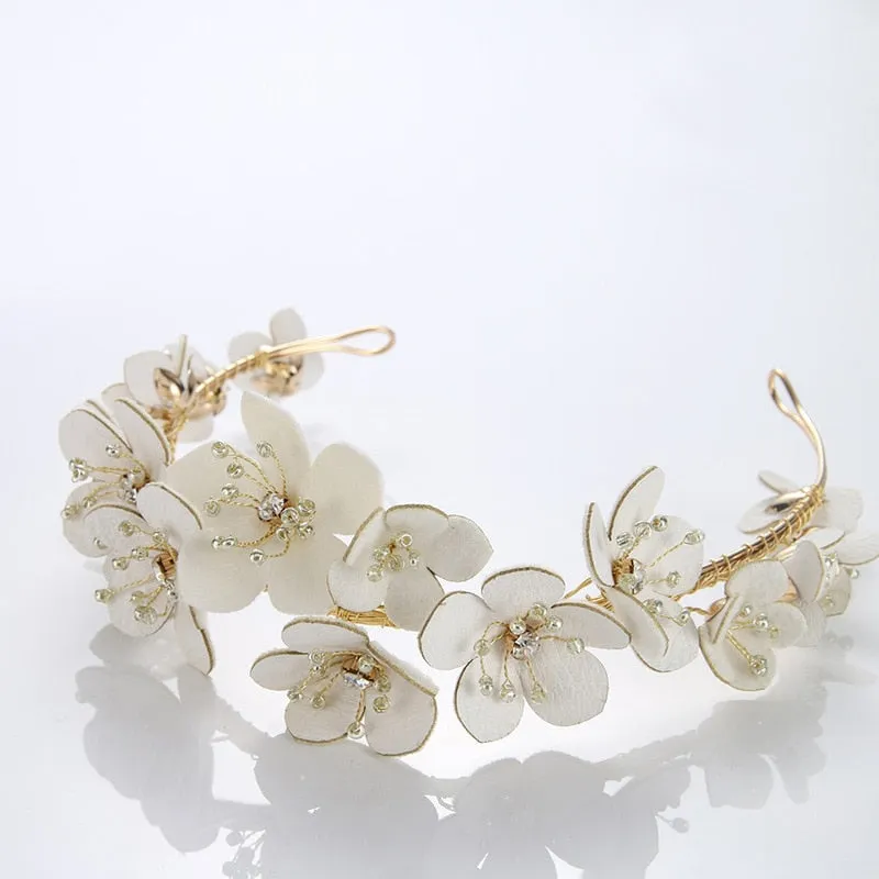 Handmade Wreath Simulated Pearl Headband Bridal Wedding Headpiece 
