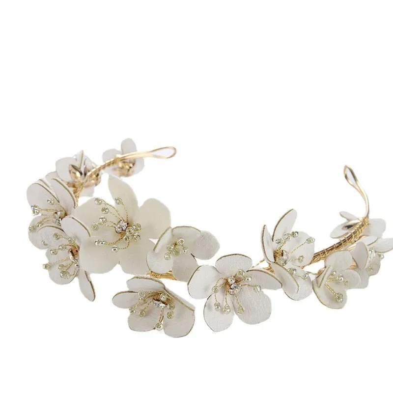 Handmade Wreath Simulated Pearl Headband Bridal Wedding Headpiece 