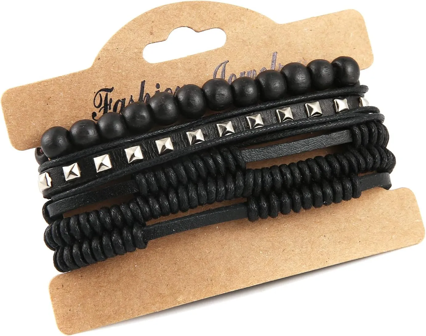 HZMAN Wrap Bracelets Men Women, Hemp Cords Wood Beads Ethnic Tribal Bracelets, Leather Wristbands