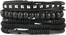 HZMAN Wrap Bracelets Men Women, Hemp Cords Wood Beads Ethnic Tribal Bracelets, Leather Wristbands
