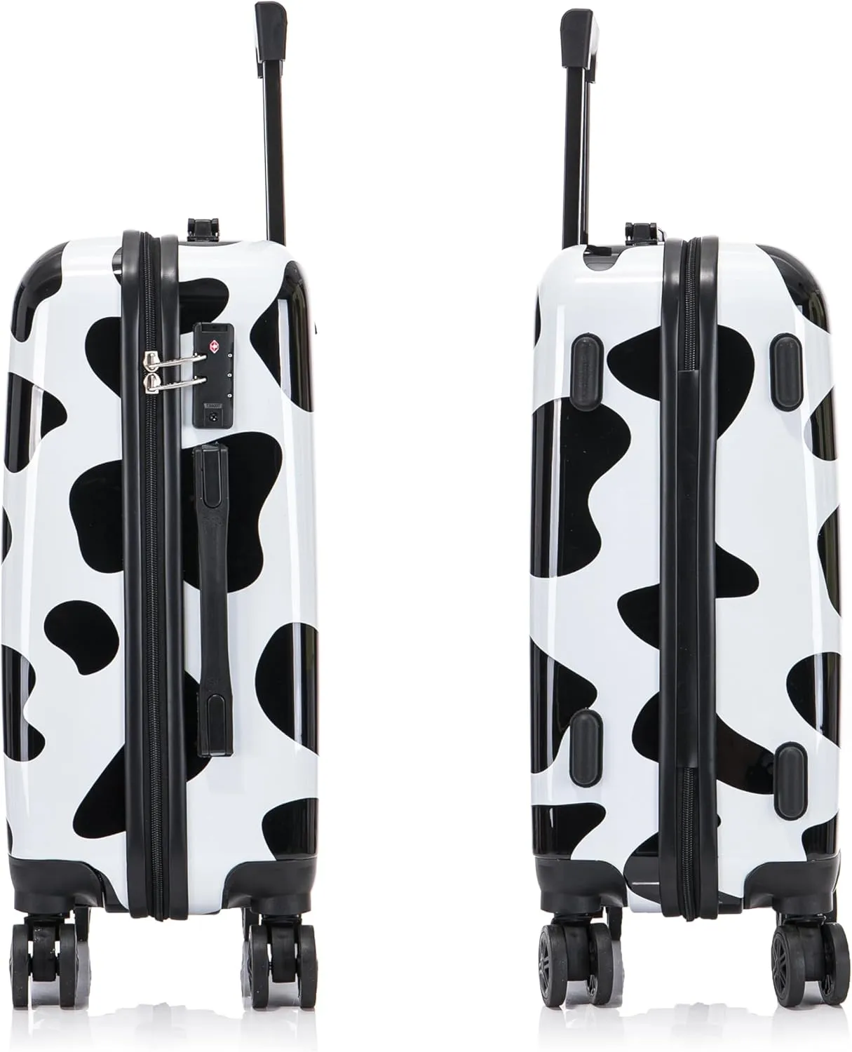 InUSA Cow Print Luggage with Spinner Wheels | Durable Lightweight Hardside Suitcase | Travel Bag with Handle and Trolley | 20-Inch Carry On Small Luggage