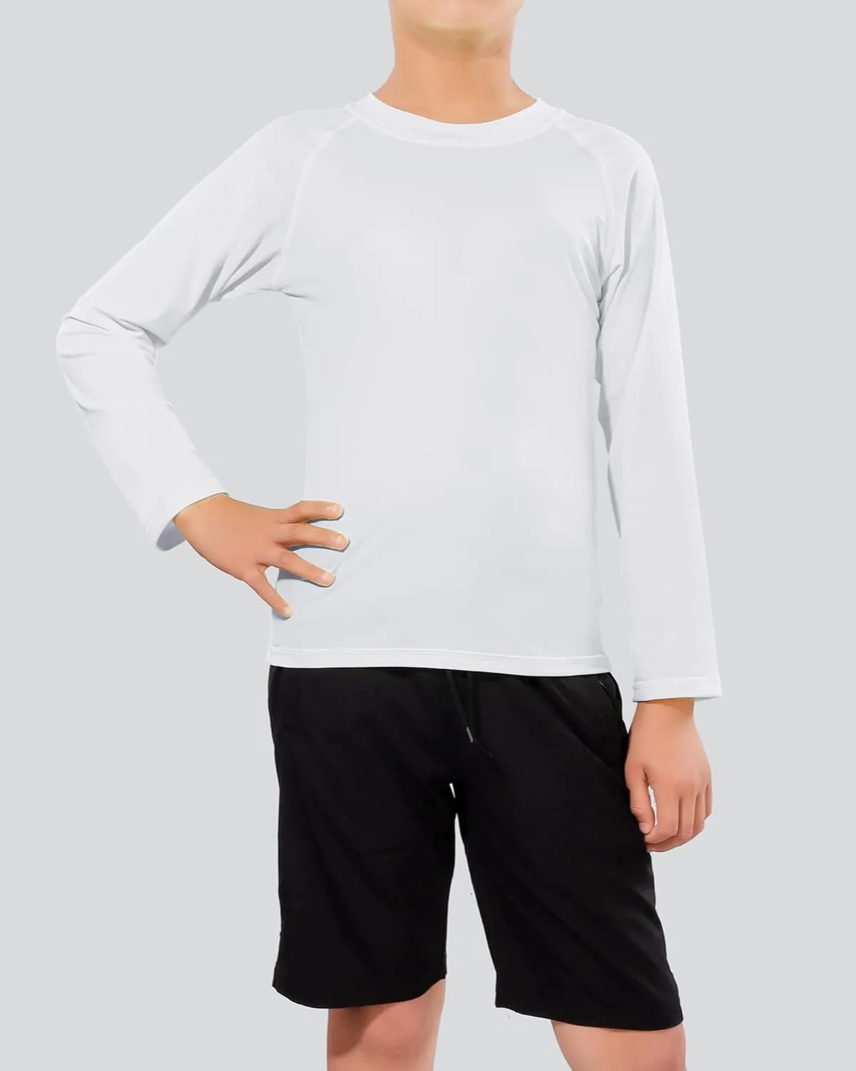 JOCMIC Boys Rash Guard Long Sleeve Swim Shirt UPF 50  Sun Protection Quick Dry Swimming Shirt for Kids