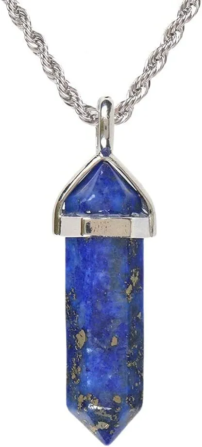 Justinstones Hexagonal Pointed Reiki Chakra Pendant Stainless Steel Chain Necklace 20" Iron Gift Box