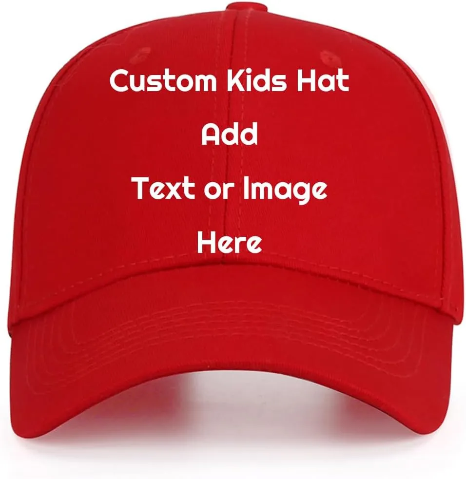 Kids Custom Hat Boys Baseball Cap with Picture Text Personalized Girls Sun-Hat Relaxed Adjustable Performance Cap for Gifts