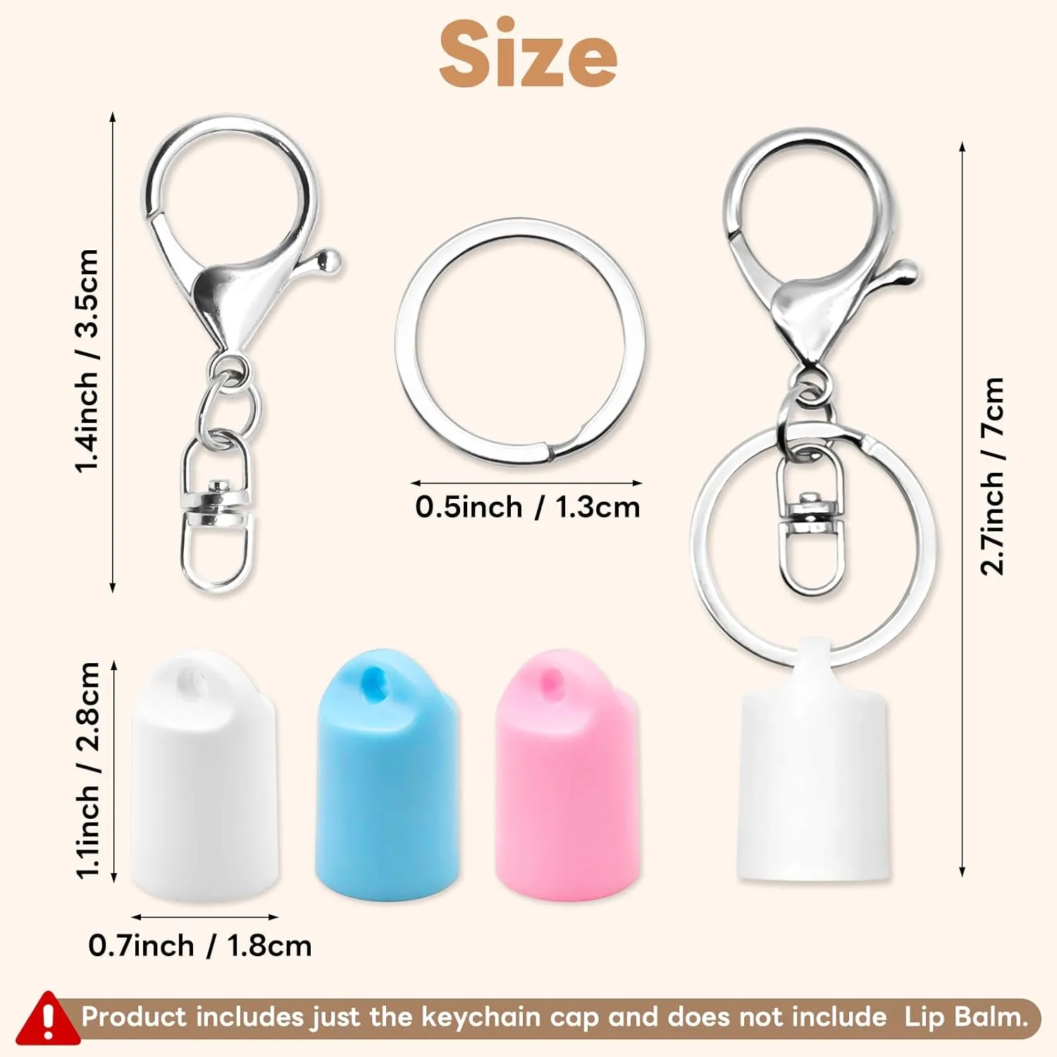 Lip Gloss Holder Keychain,Keychain Cap Compatible with Summer Fridays 0.5 oz & LANGIGE 0.35 oz Lip Balm