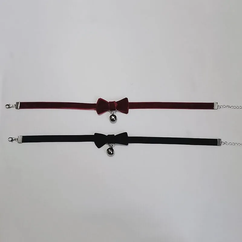 Lolita bow bell velvet choker