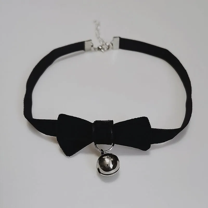 Lolita bow bell velvet choker