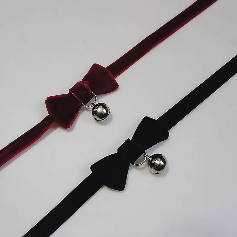 Lolita bow bell velvet choker