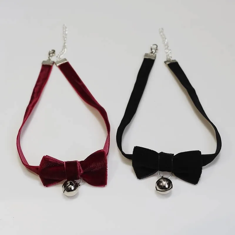 Lolita bow bell velvet choker