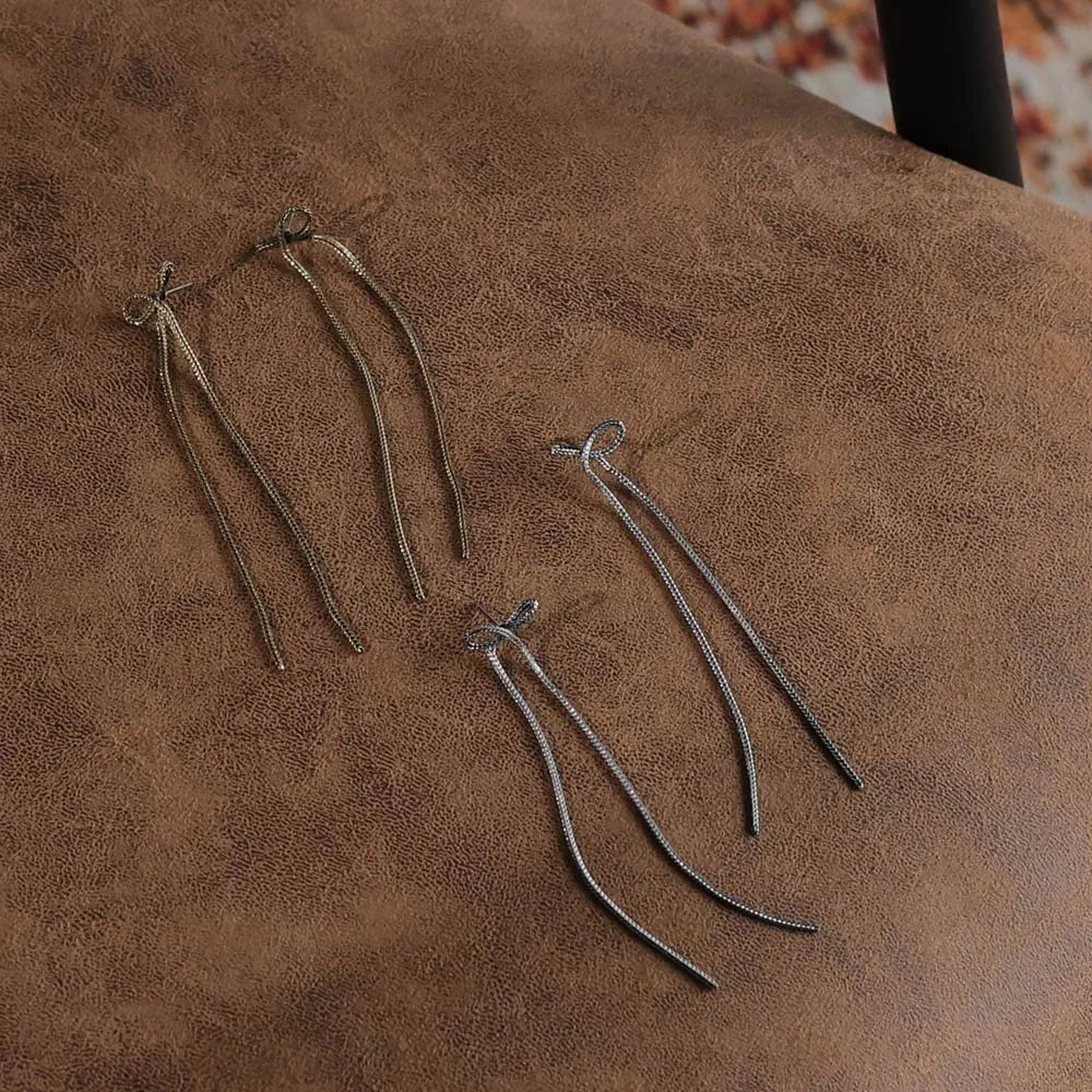 Long Chain Bow Earrings