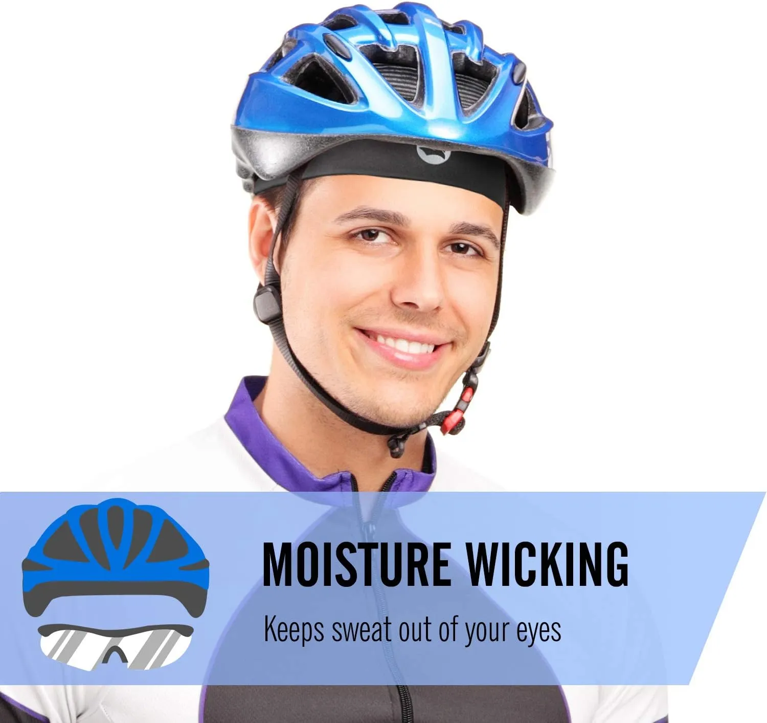 Low-Profile Cooling Helmet/Hard hat Liner, Stretch Working Cap, Summer Sweat Wicking Skull Cap, Running Beanie Sun Protection