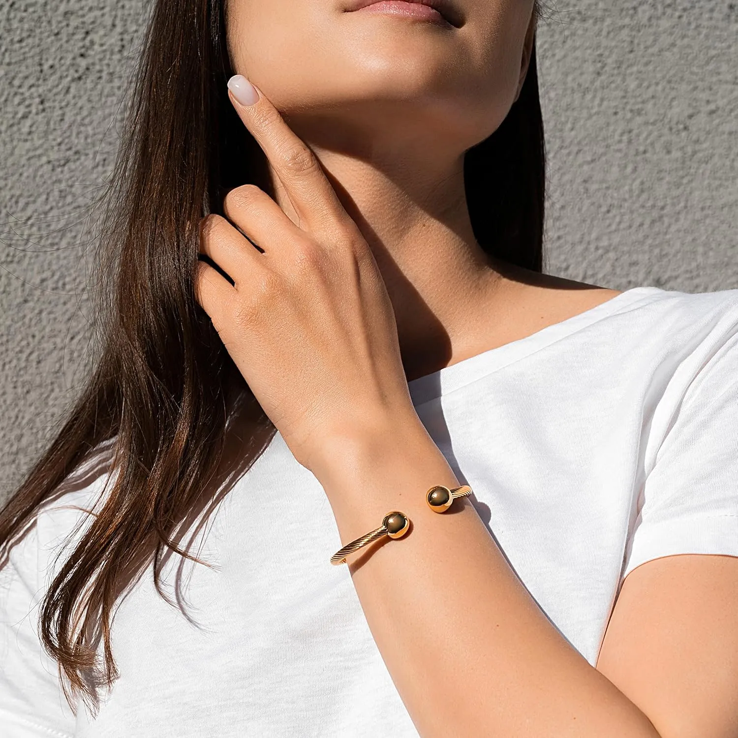 MagnetRX Magnetic Bracelet Cuff - Twisted Cable Stainless Steel Bangle Magnetic Bracelets - Elegant Golf Bracelet Men & Women (Gold | Small)