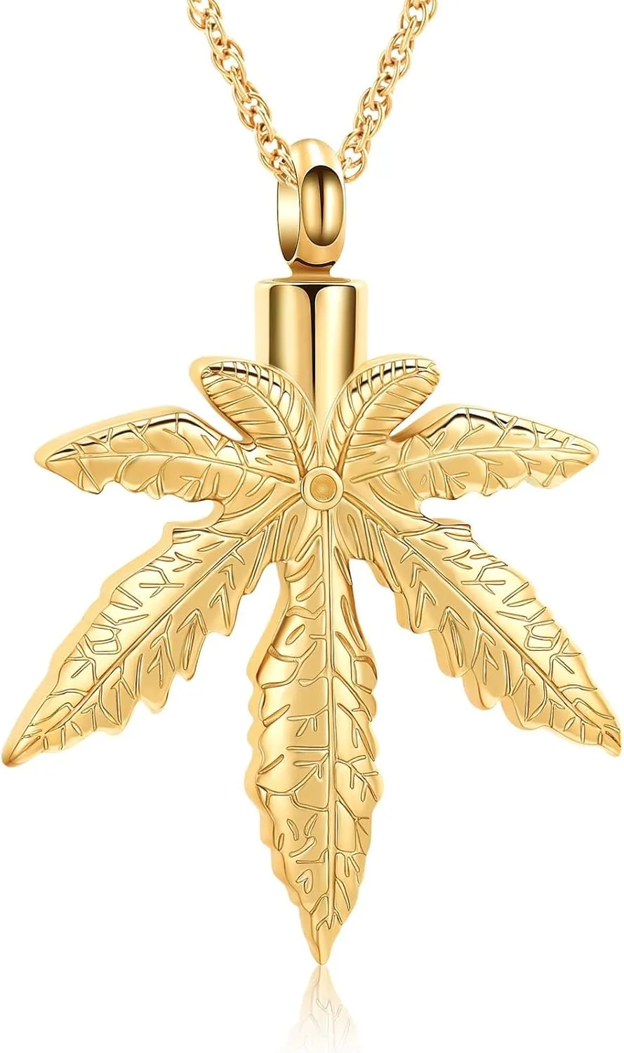 Marijuana Leaves Cremation Urn Necklaces for Ashes Maple Leaf Cremation Jewelry Memorial Human Ashes Keepsake Pendant Jewelry for Women Men