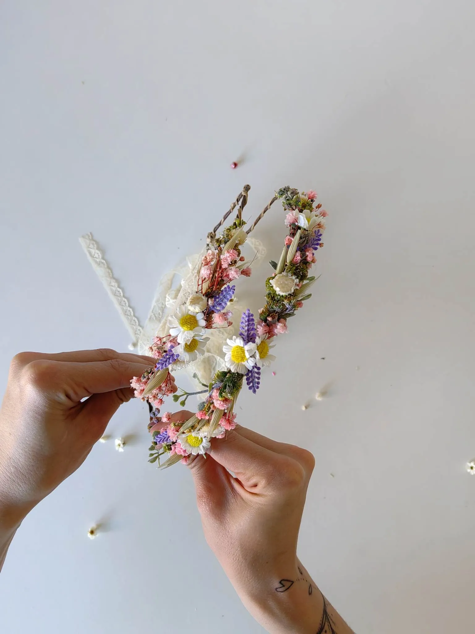 Matching set of meadow hair wreaths