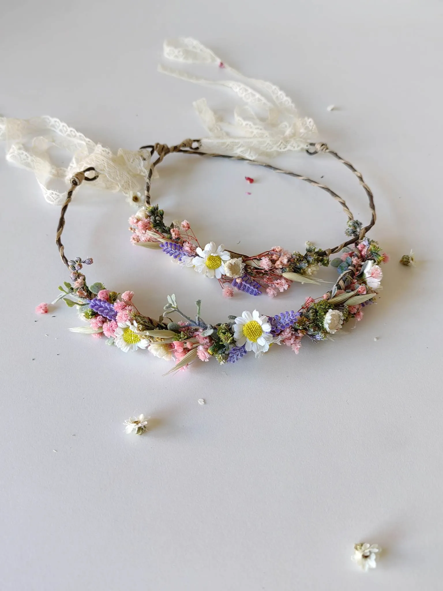 Matching set of meadow hair wreaths