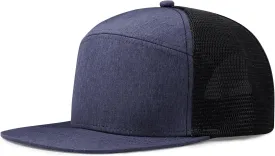 Men Flat Brim Adjustable Snapback Trucker Hat 6 Panel Camper Style Hat Blank Mesh Back Baseball Cap