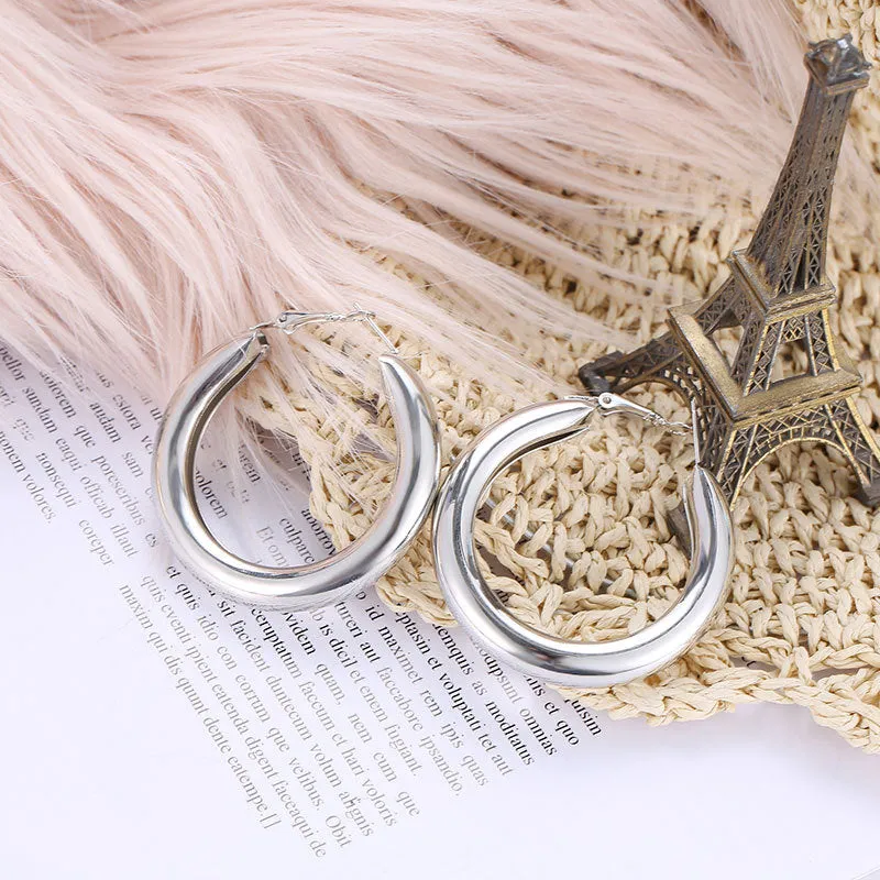 Minimalist Thick Tube Hoop Earrings