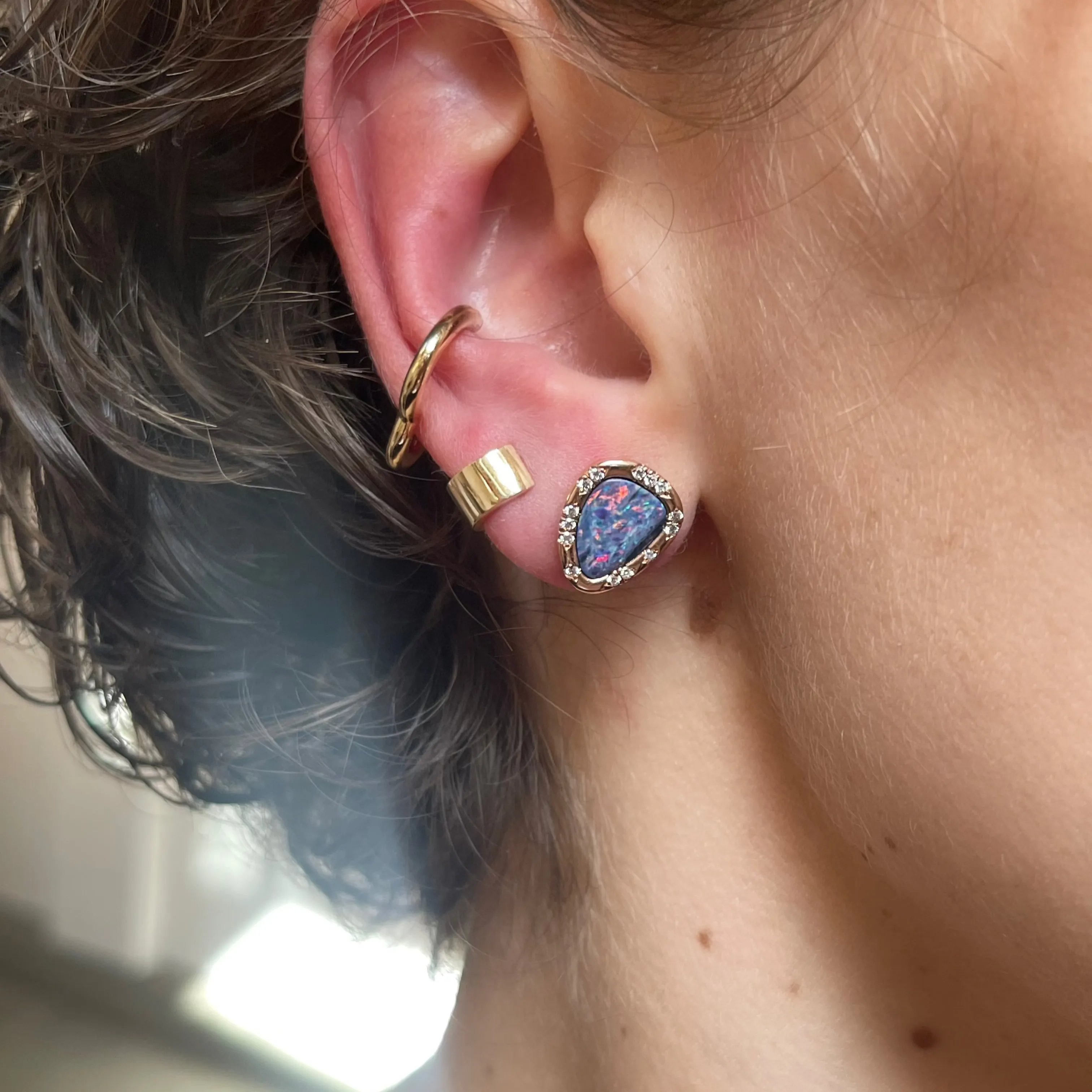 One of a Kind Australian Opal Stud Earrings