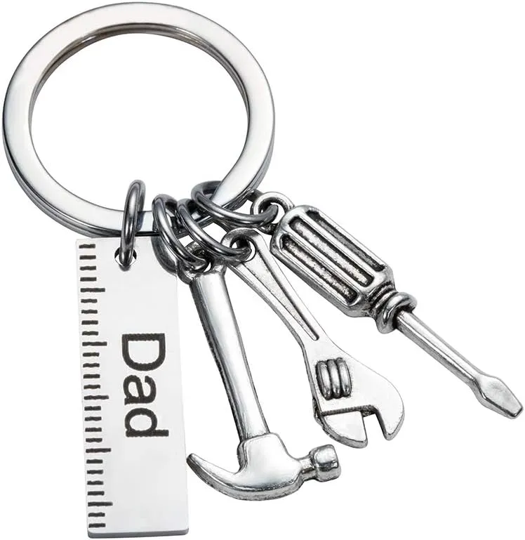 Pop Keychain with Ruler Hammer Wrench Screwdriver Gifts for Dad, Fathers Day Birthday Gifts from daughter and Son