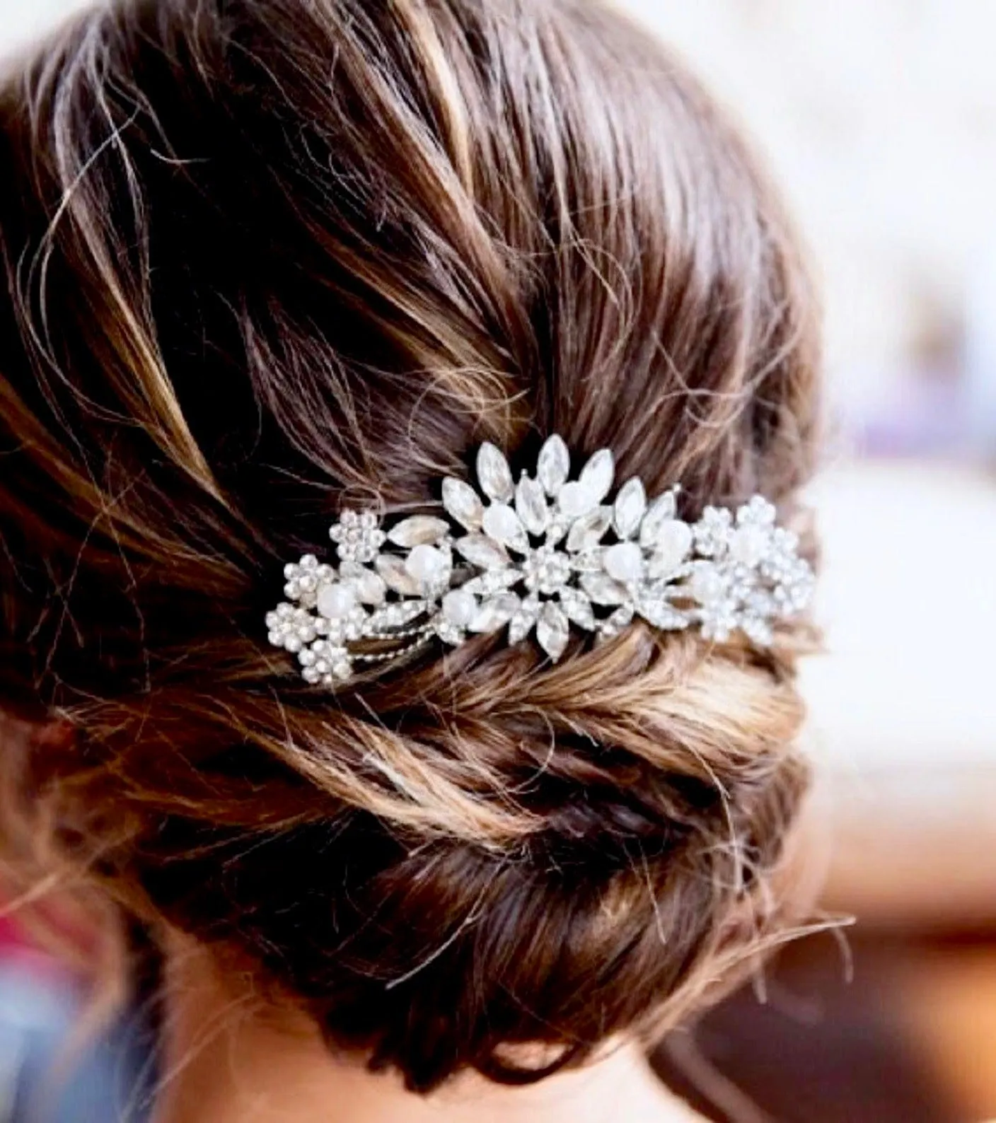 "Alaina" - Pearl and Crystal Bridal Hair Comb - Available in Silver and Rose Gold