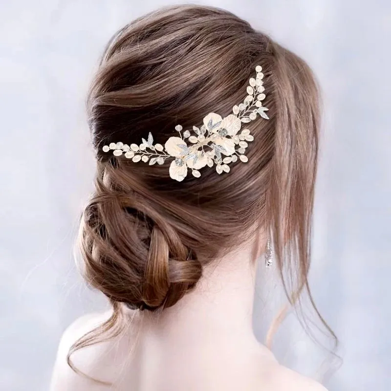 "Alexandra" - Pearl and Crystal Bridal Hair Comb - Available in Gold and Silver
