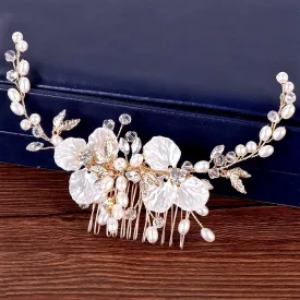 "Alexandra" - Pearl and Crystal Bridal Hair Comb - Available in Gold and Silver