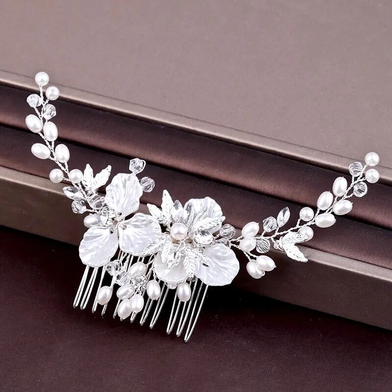 "Alexandra" - Pearl and Crystal Bridal Hair Comb - Available in Gold and Silver