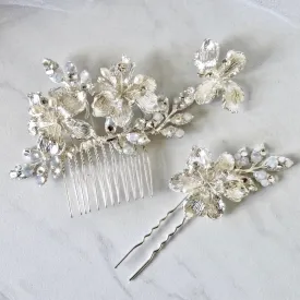 "Karie" - Swarovski Opal Bridal Hair Comb and Pin Set