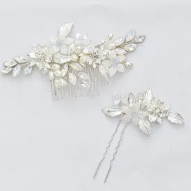 "Kelsie" - Opal Bridal Hair Comb and Pin Set
