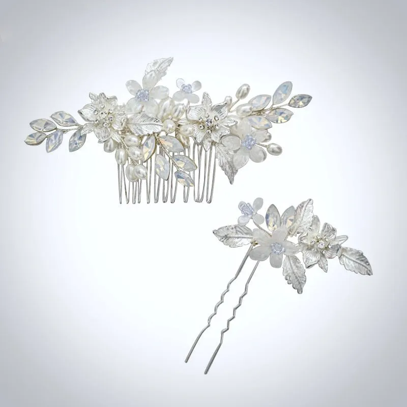 "Kelsie" - Opal Bridal Hair Comb and Pin Set