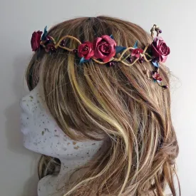 Red rose paper headdress crown