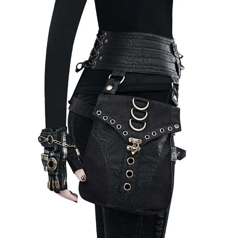 Retro Gothic Vintage Motorcycle Bag Steampunk Waist Leg Bags