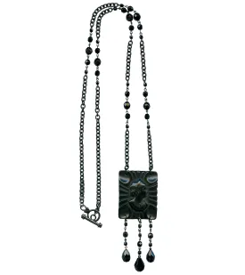 Retrolite Black Cameo Long Necklace by Classic Hardware