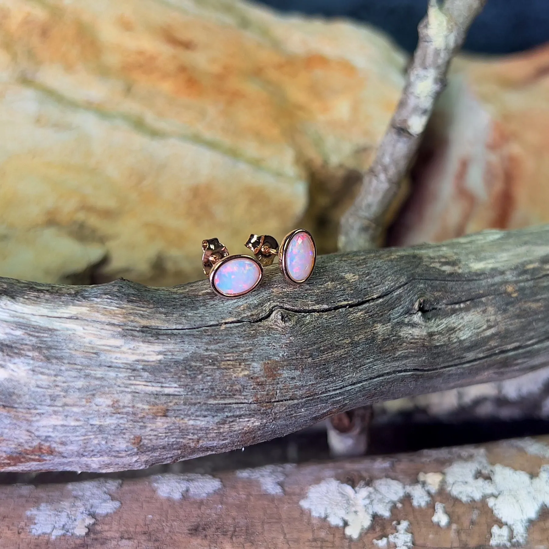 Rose Gold plated 7x5mm Silver studs