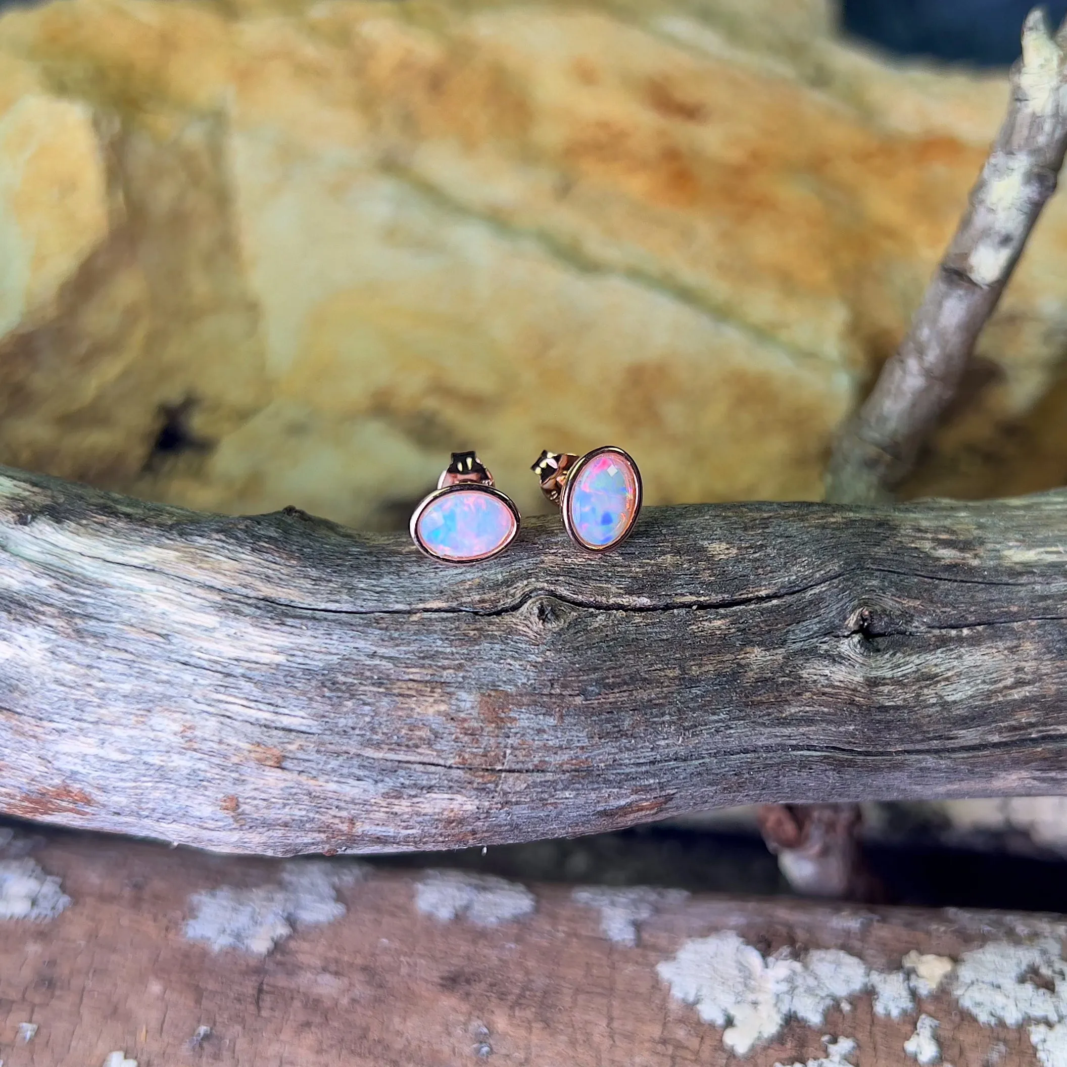 Rose Gold plated 7x5mm Silver studs