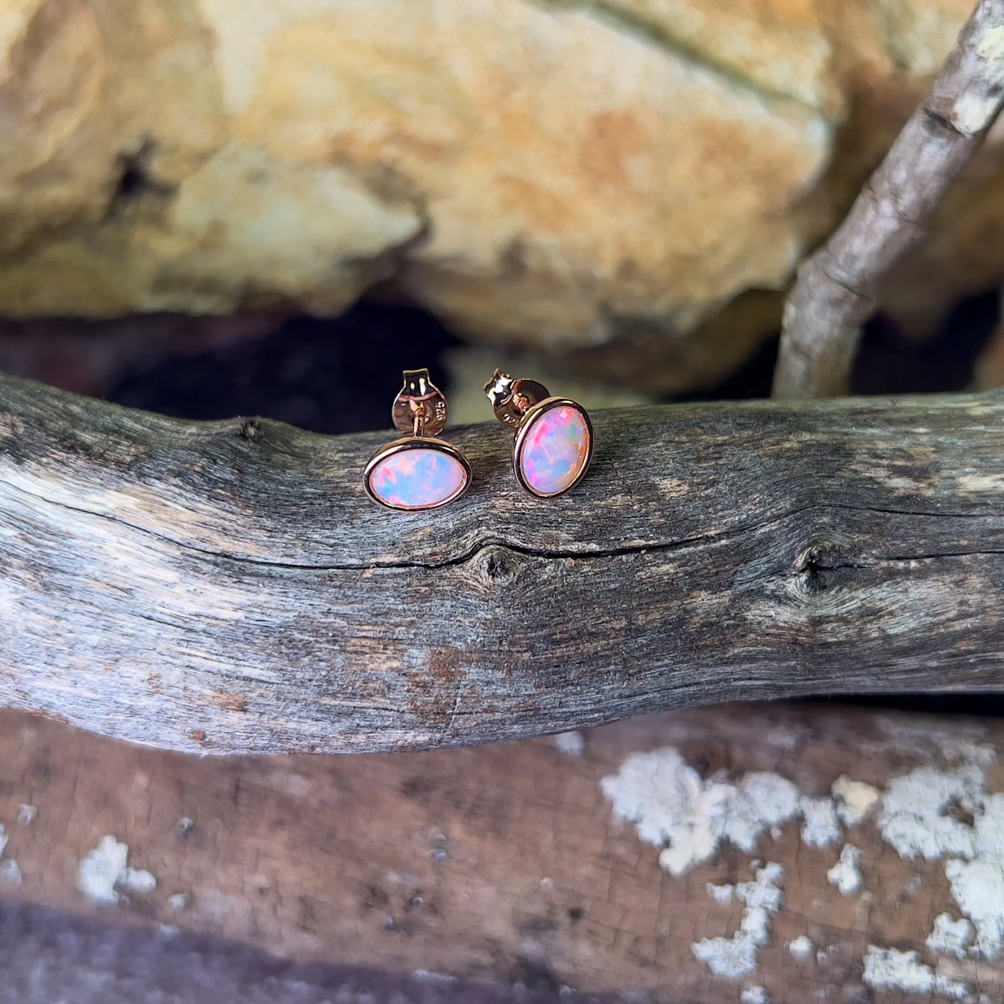 Rose Gold plated 7x5mm Silver studs